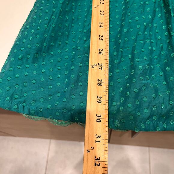 Anthropologie Moulinette Souers Green Swiss Polka Dot Mini Dress Size 2 - Picture 9 of 10